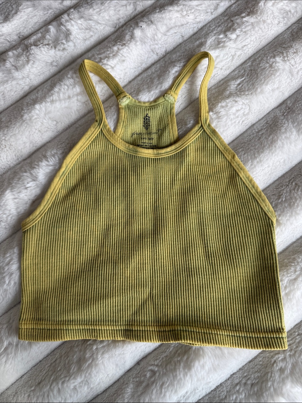 Free People Ribbed Halter Crop Top - Yellow